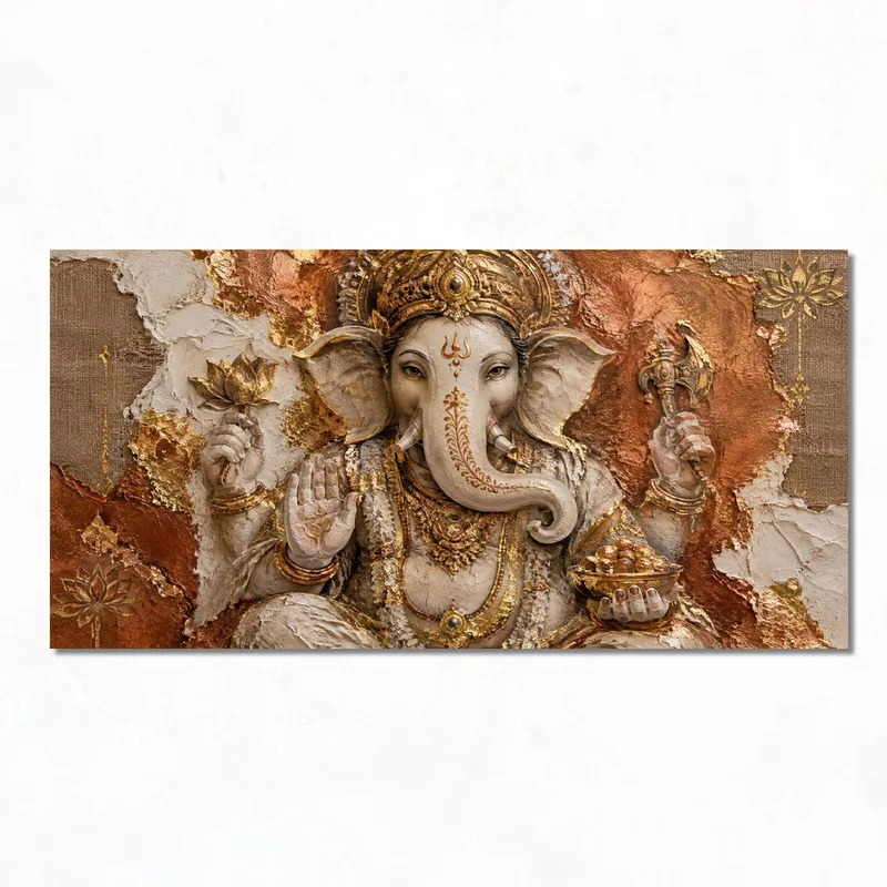 Quadro moderno arte di rilievo scultoreo di ganesha