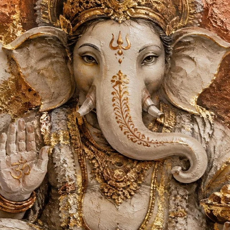 Quadro moderno arte di rilievo scultoreo di ganesha