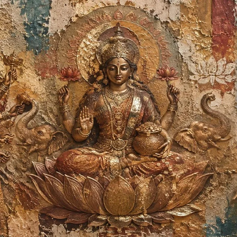 Quadro su tela rilievo triplo di divinità indù