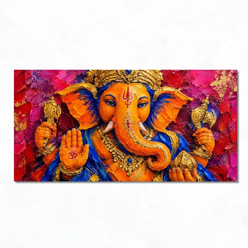 Ritratto Vibrante di Ganesha quadro moderno su tela
