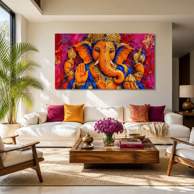 Ritratto Vibrante di Ganesha quadro moderno su tela