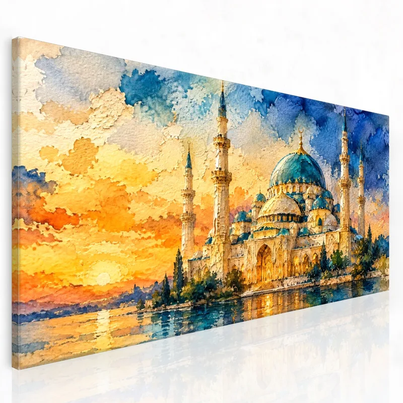 Réflexion de Mosquée au Coucher de Soleil tableau moderne