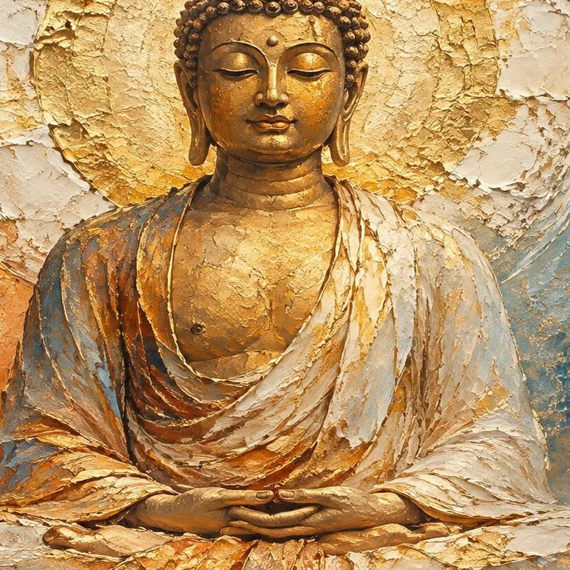 Meditazione del Buddha Dorato stampa su tela