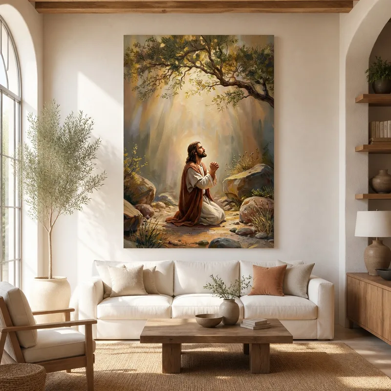 Jésus en Prière dans la Nature tableau sur toile