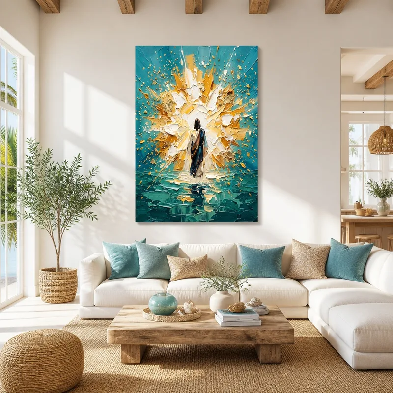 Figura radiante abrazando la luz cuadro moderno