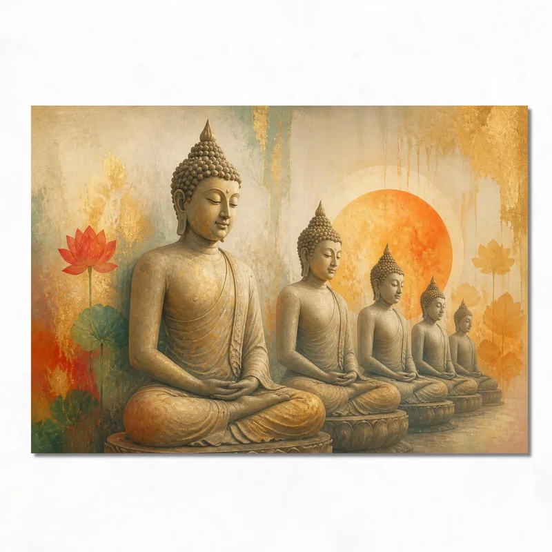 Statue di Buddha Meditazione stampa su tela