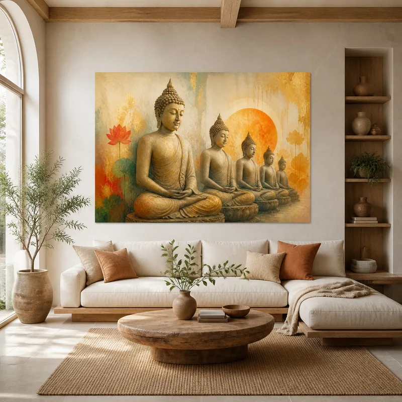 Statue di Buddha Meditazione stampa su tela