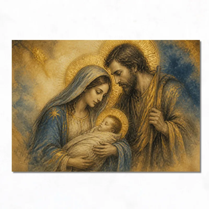Modern canvas holy family portrait