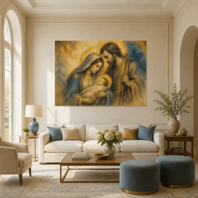 Modern canvas holy family portrait