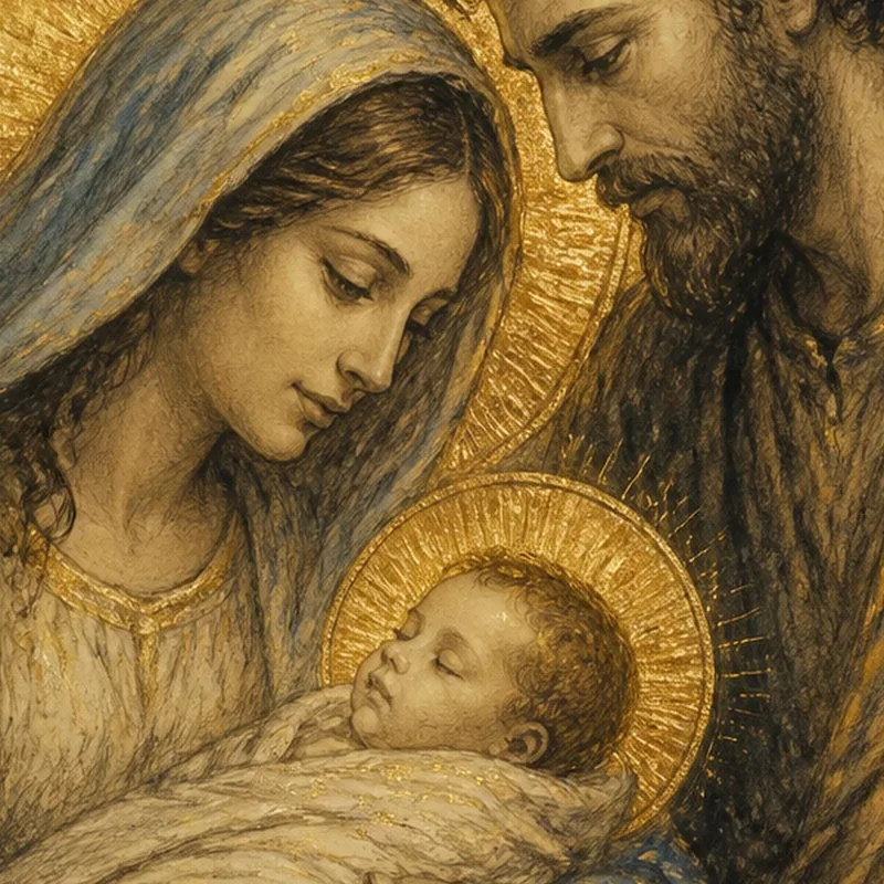 Modern canvas holy family portrait