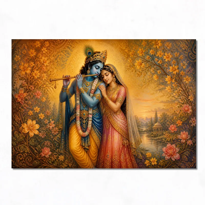 Krishna e Radha in Abbraccio quadro canvas