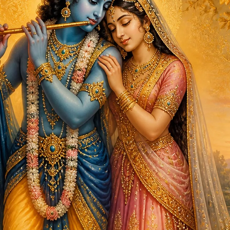 Krishna e Radha in Abbraccio quadro canvas