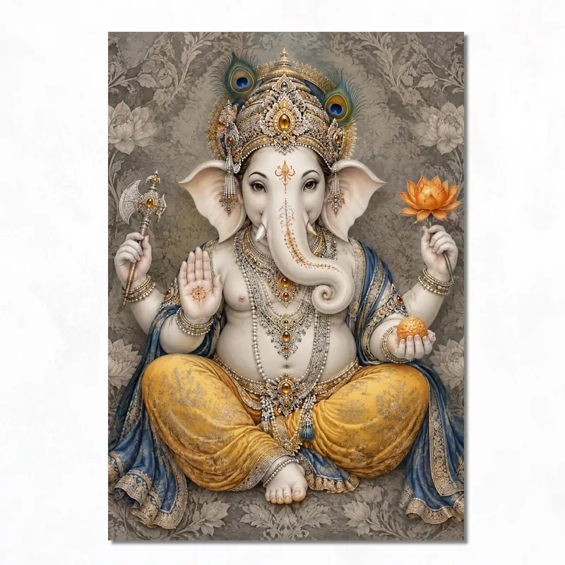 Canvas print ganesha with lotus and axe