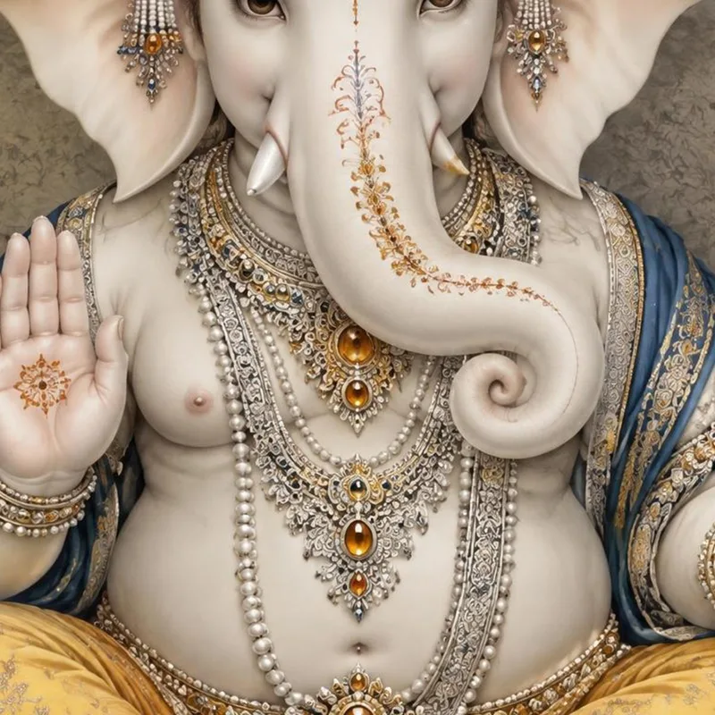 Canvas print ganesha with lotus and axe