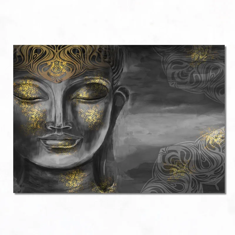 Buddha Portrait with Gold Accents canvas art print