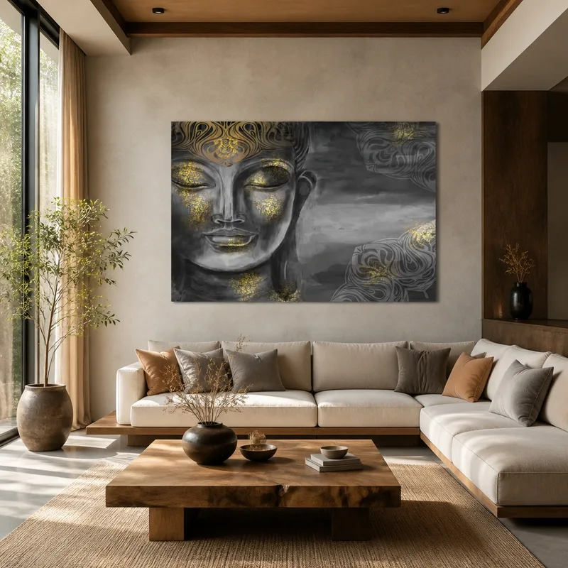 Buddha Portrait with Gold Accents canvas art print