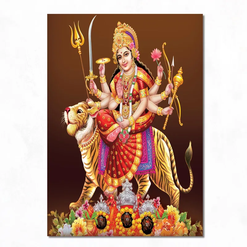 Durga Goddess Riding Tiger canvas art print