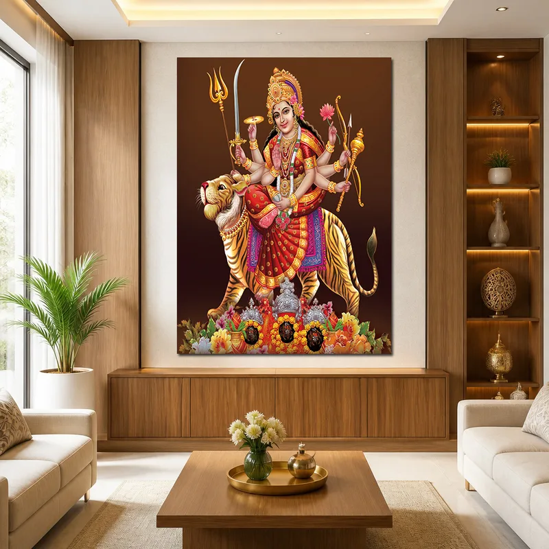 Durga Goddess Riding Tiger canvas art print
