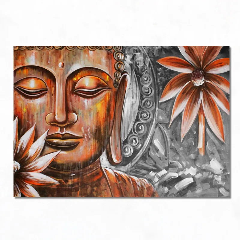 Kunstdruck buddha-gesicht mit blumen