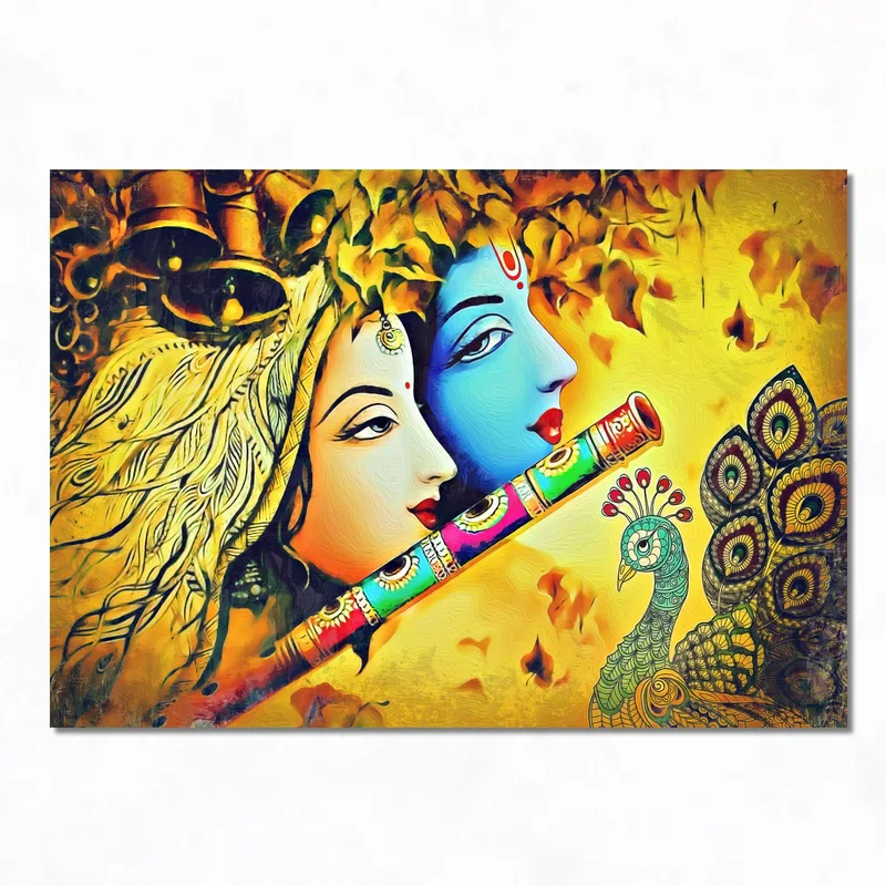 Kunstdruck krishna radha flötenkunst