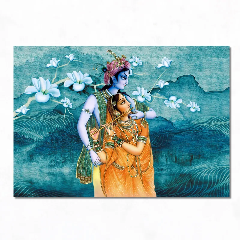 Radha e Krishna si Abbracciano quadro canvas