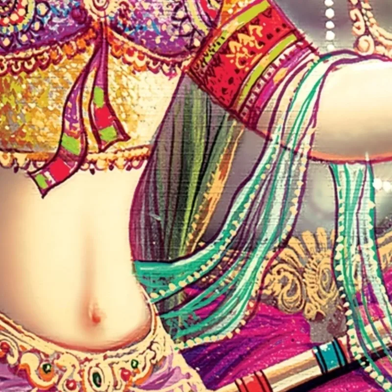 Canvas art print krishna and radha love swing scene