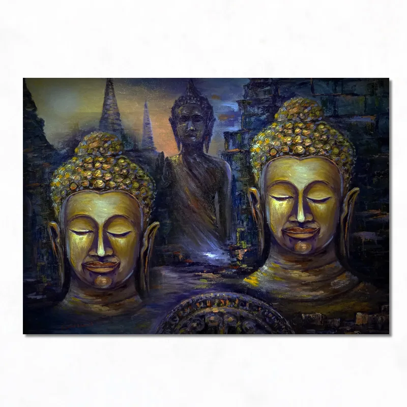 Goldene Buddha-Statuen drucken auf leinwand