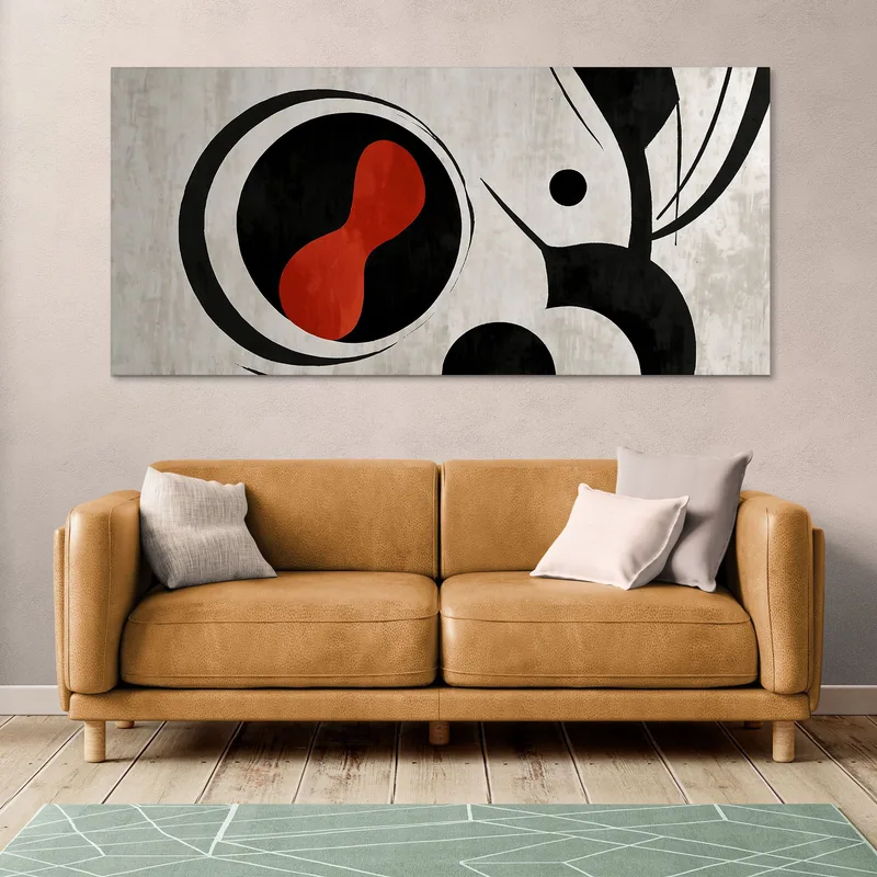 Quadro Forme Astratte Cerchi Moderni Rosso E Nero