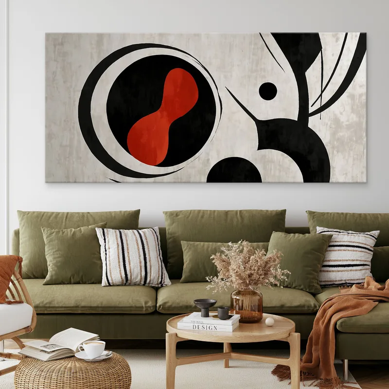 Quadro Forme Astratte Cerchi Moderni Rosso E Nero