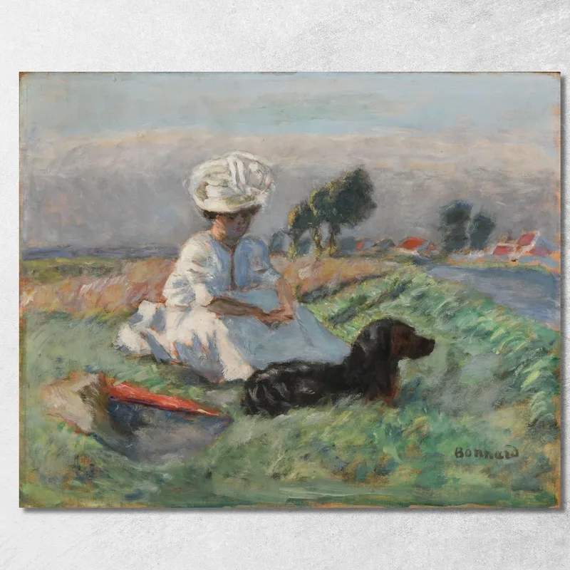 Die Frau Mit Dem Hund Pierre Bonnard drucken auf leinwand