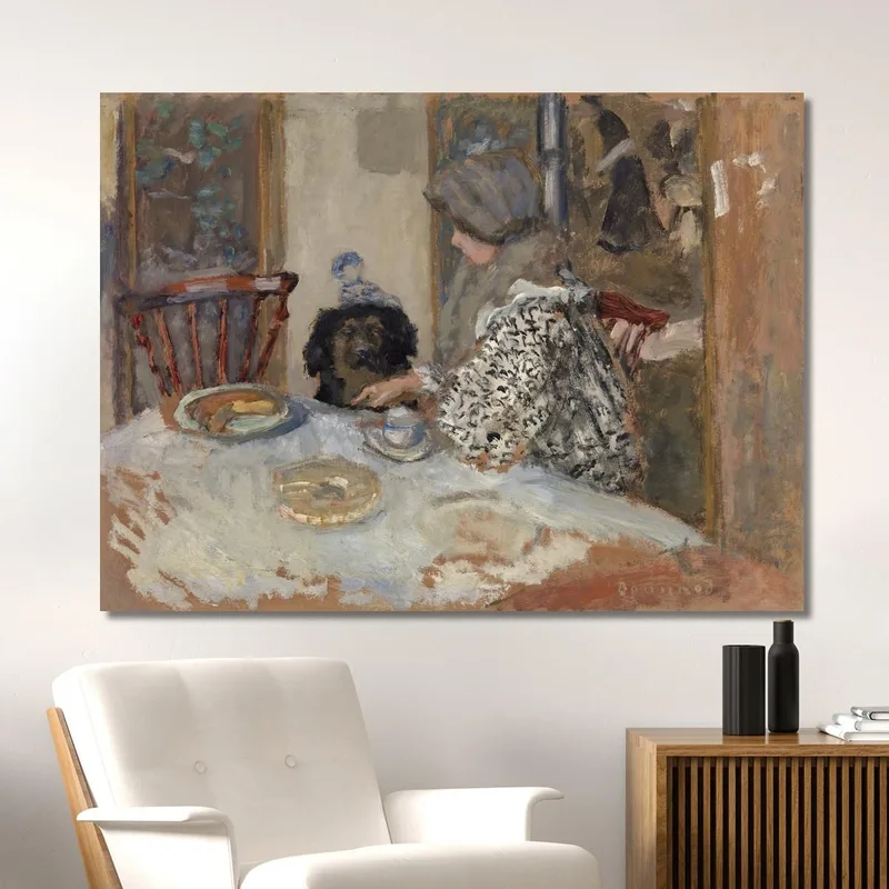 Woman And Dog At Table Pierre Bonnard