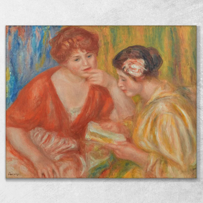 La Lecture Deux Femmes Aux Corsages Rouge Et Rose Pierre-Auguste Renoir