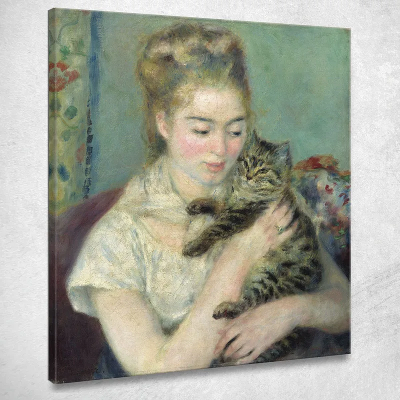 Donna Con Un Gatto Pierre-Auguste Renoir quadro stampa su tela