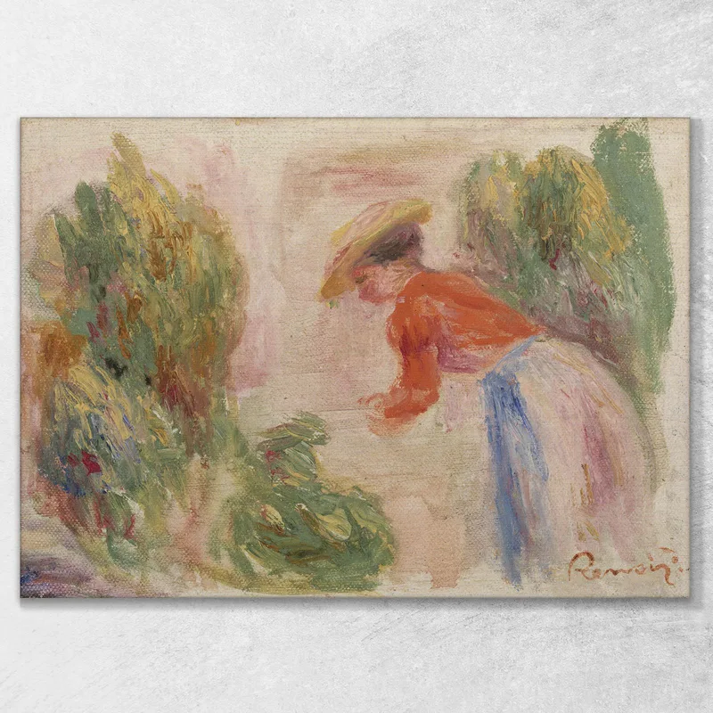 Frau Beim Blumenpflücken Pierre-Auguste Renoir