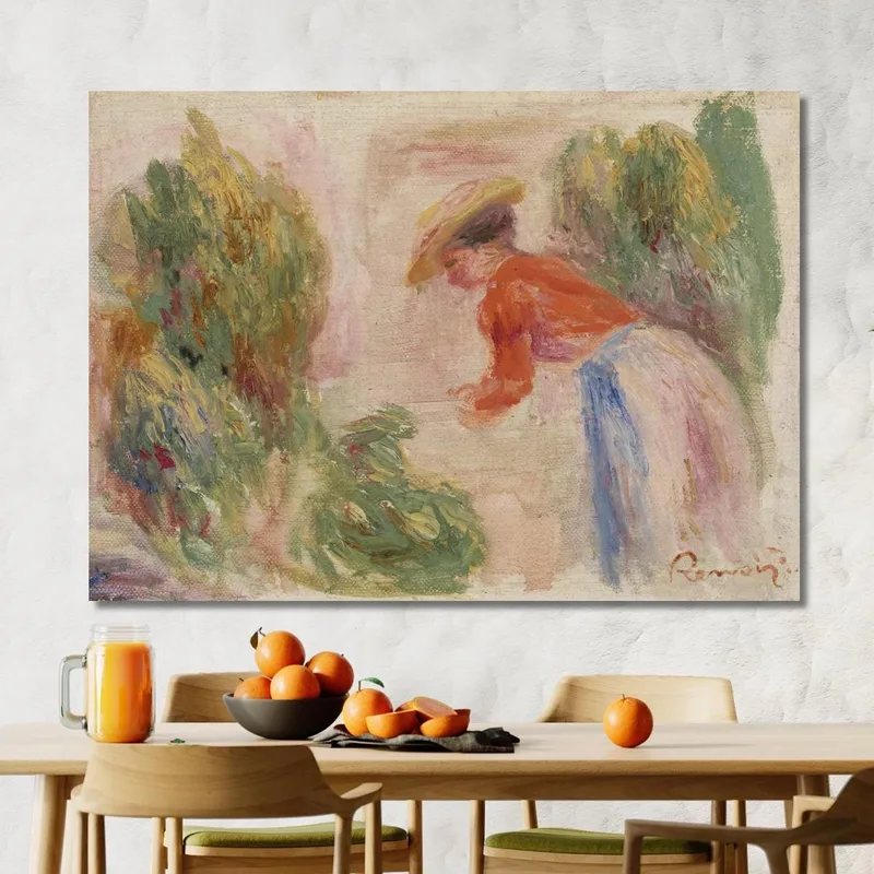 Frau Beim Blumenpflücken Pierre-Auguste Renoir