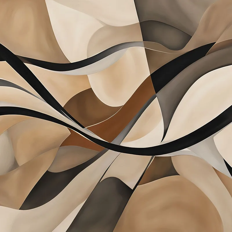 Quadro Forme Astratte Curve Eleganti Beige E Marrone