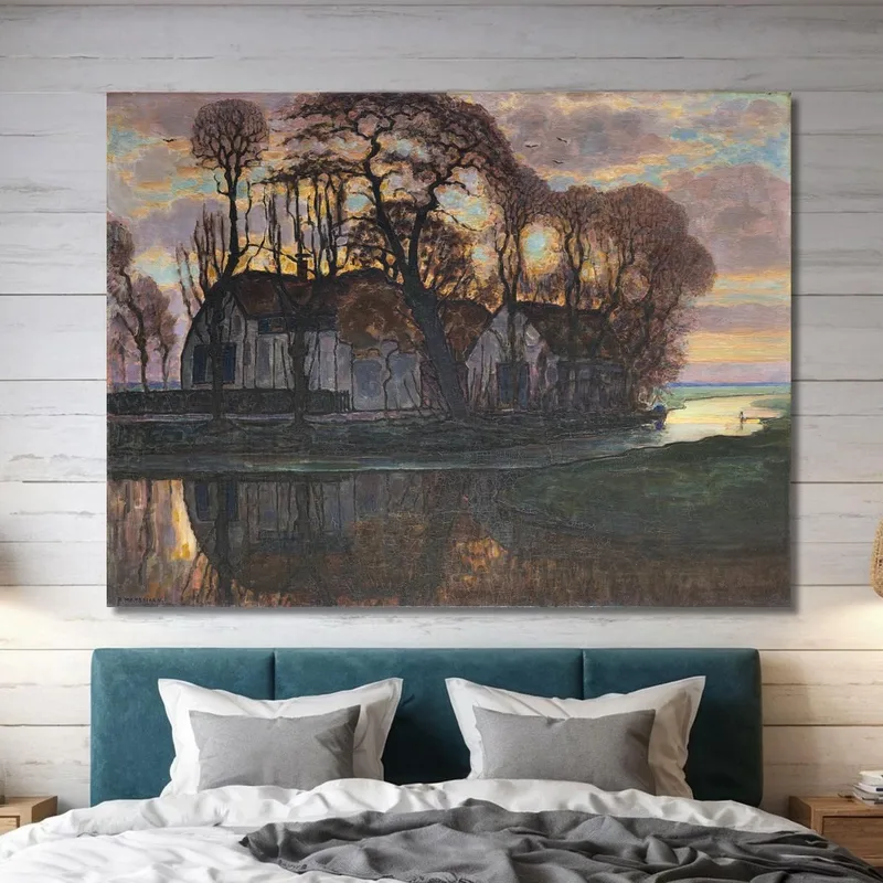 Granja Cerca De Duivendrecht Por La Noche Piet Mondrian