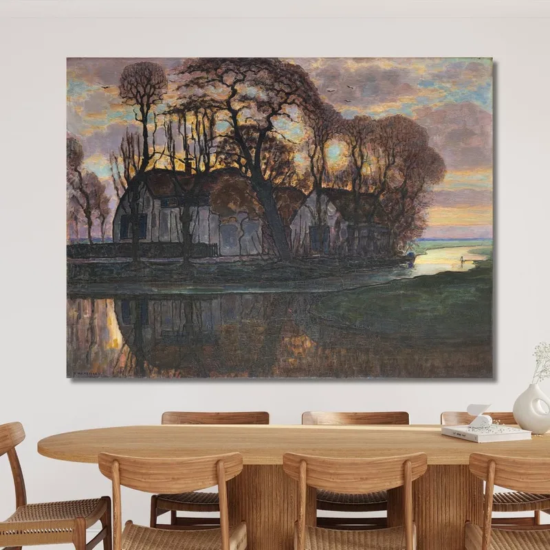 Granja Cerca De Duivendrecht Por La Noche Piet Mondrian