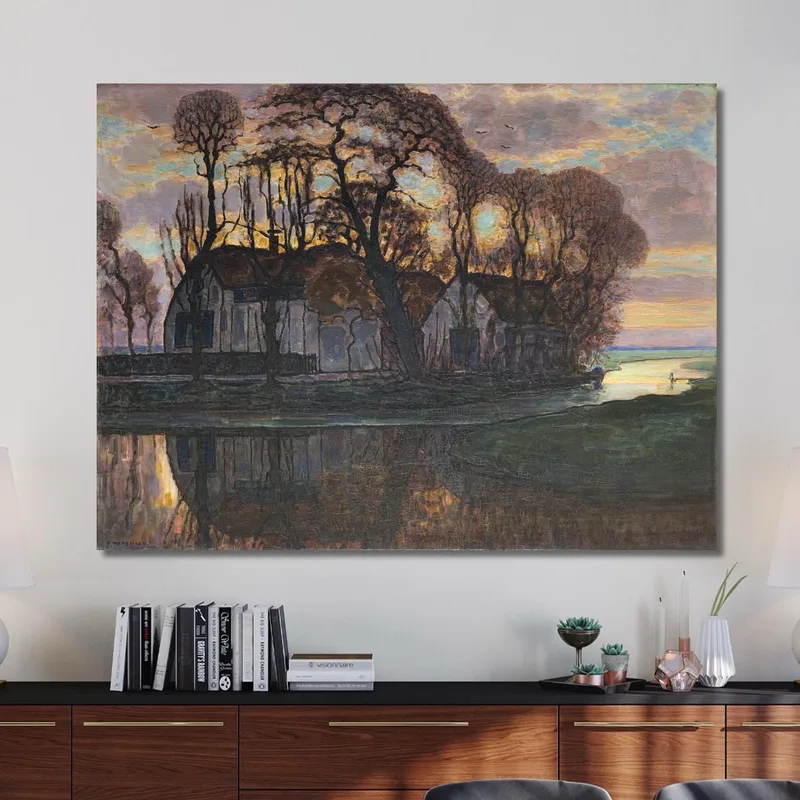 Granja Cerca De Duivendrecht Por La Noche Piet Mondrian