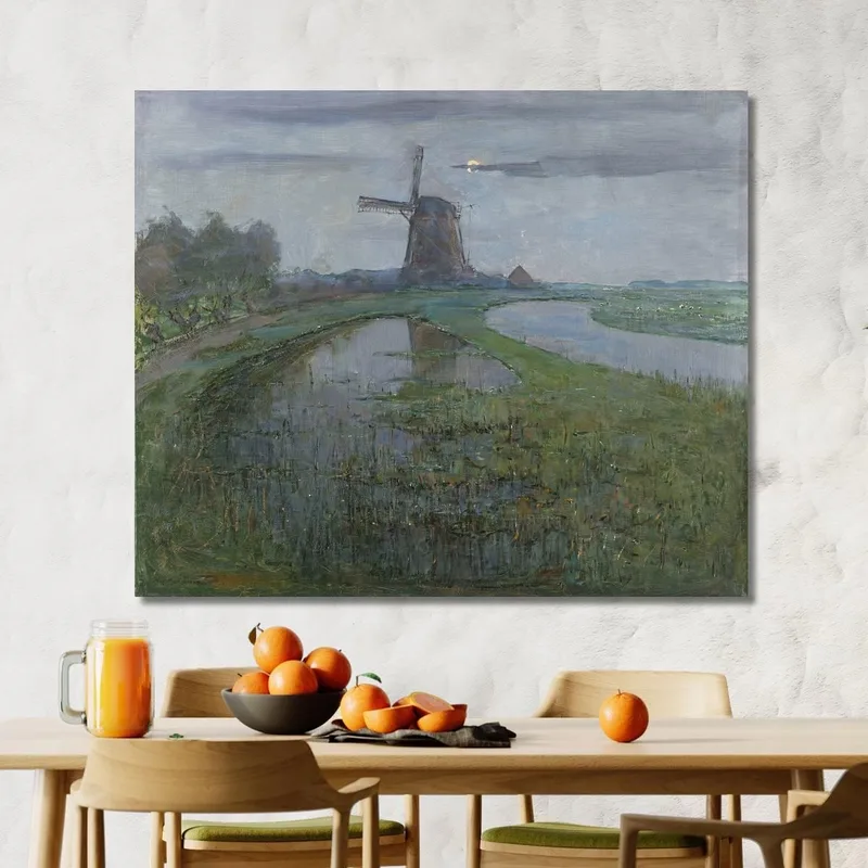 Mulino Oostzijdse Lungo Il Fiume Gein Al Chiaro Di Luna 2 Piet Mondrian