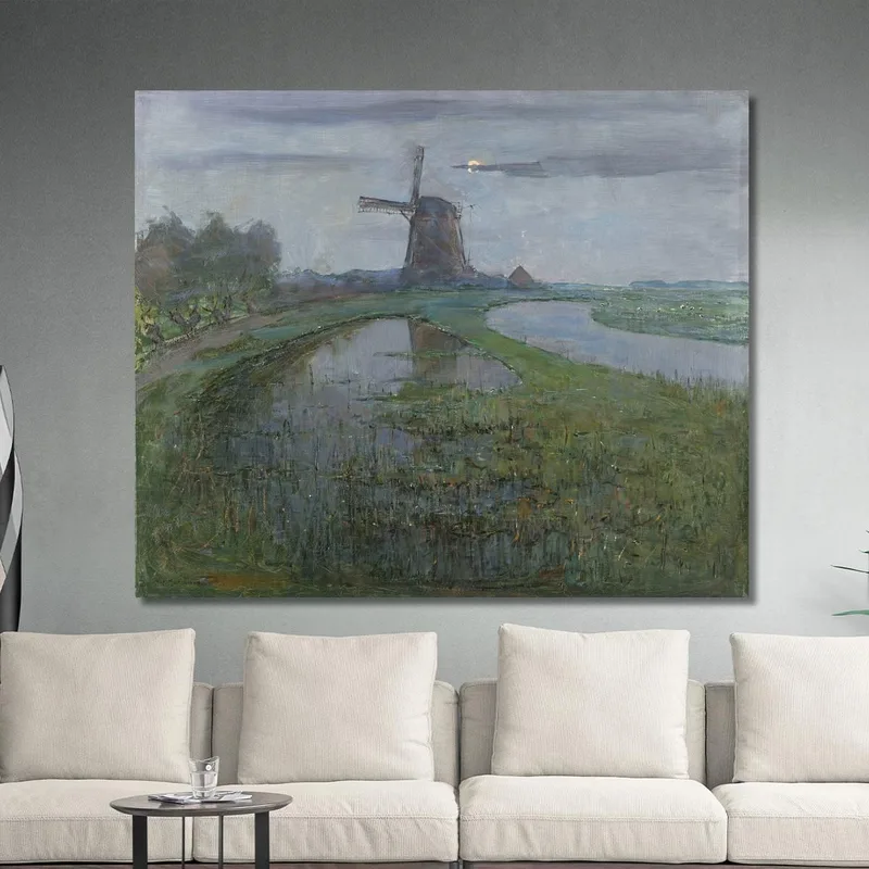 Mulino Oostzijdse Lungo Il Fiume Gein Al Chiaro Di Luna 2 Piet Mondrian