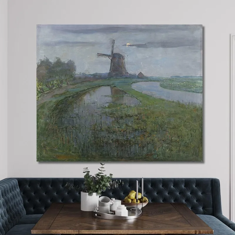 Mulino Oostzijdse Lungo Il Fiume Gein Al Chiaro Di Luna 2 Piet Mondrian