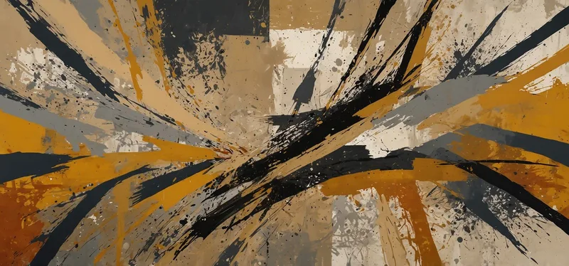 Pintura De Formas Abstractas Diseño Contemporáneo Con Líneas Y Toques De Color.