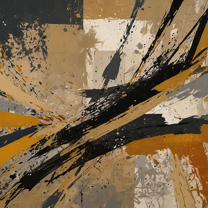 Pintura De Formas Abstractas Diseño Contemporáneo Con Líneas Y Toques De Color.