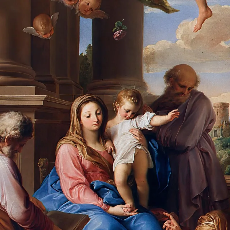 La Virgen Y El Niño Con Los Santos José Zacarías E Isabel Y El Niño San Juan Pompeo Batoni