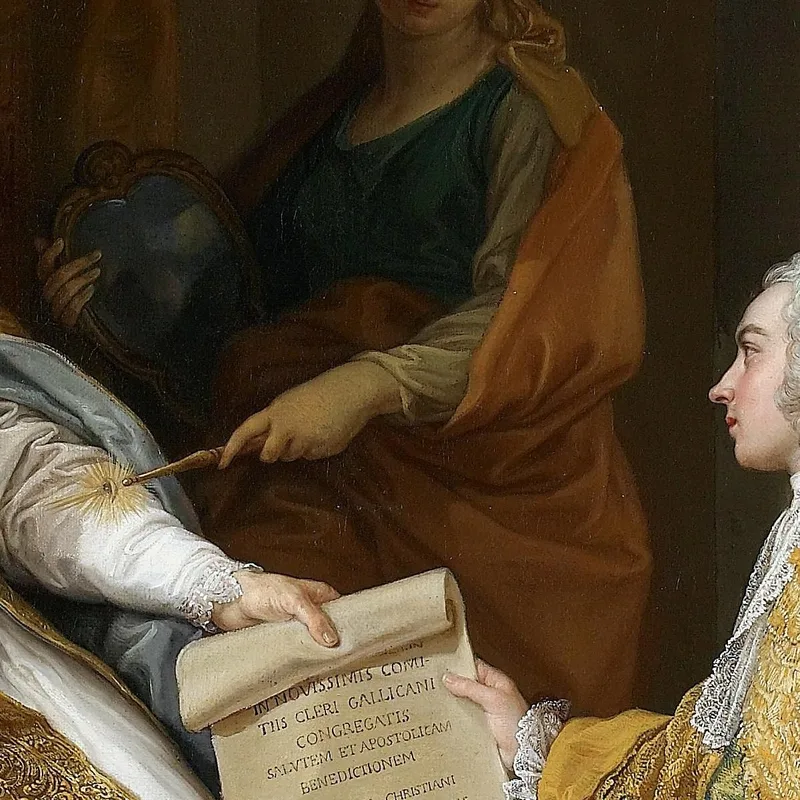 Papa Benedetto Xiv Presenta L'Enciclica Ex Omnibus Al Conte Di Stainville E Poi Duc De Choiseul Pompeo Batoni quadro stampa su t