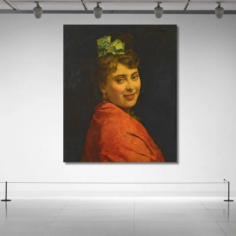 Ritratto Di Dama Con Scialle Rosso Raimundo de Madrazo y Garreta quadro stampa su tela