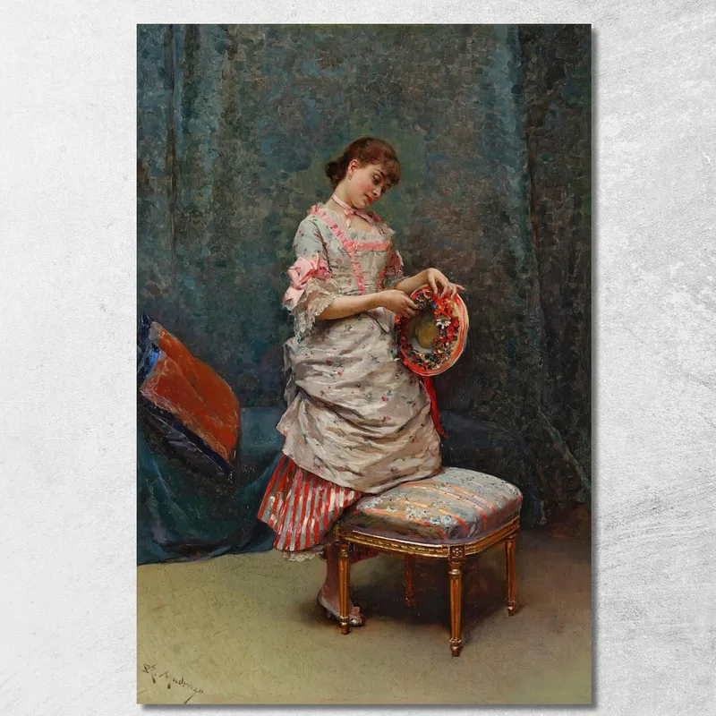 Aline Hält Einen Hut Raimundo de Madrazo y Garreta drucken auf leinwand