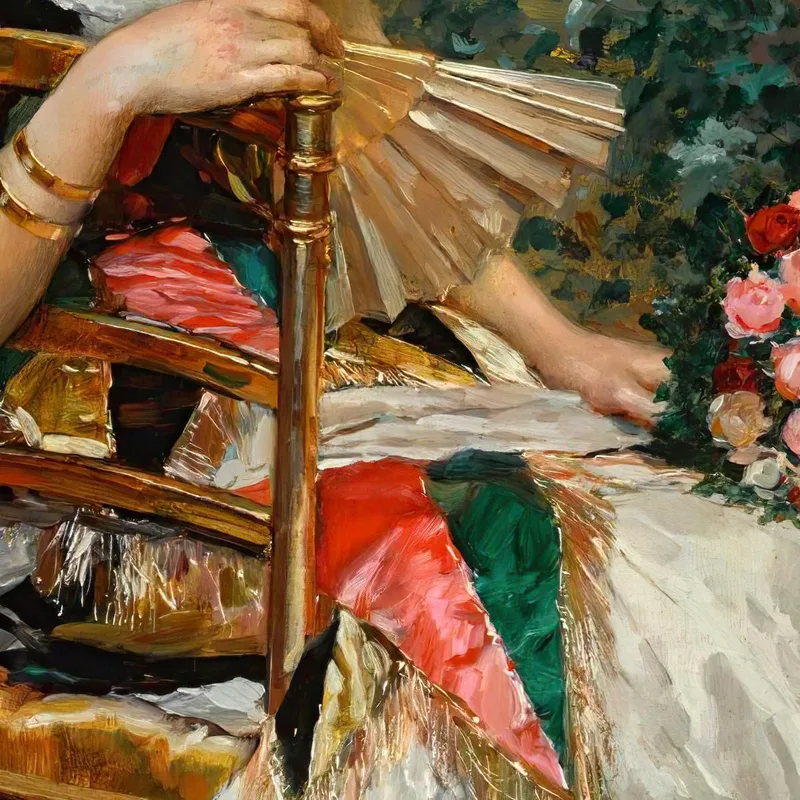 Aline Con Fiori Raimundo de Madrazo y Garreta quadro stampa su tela