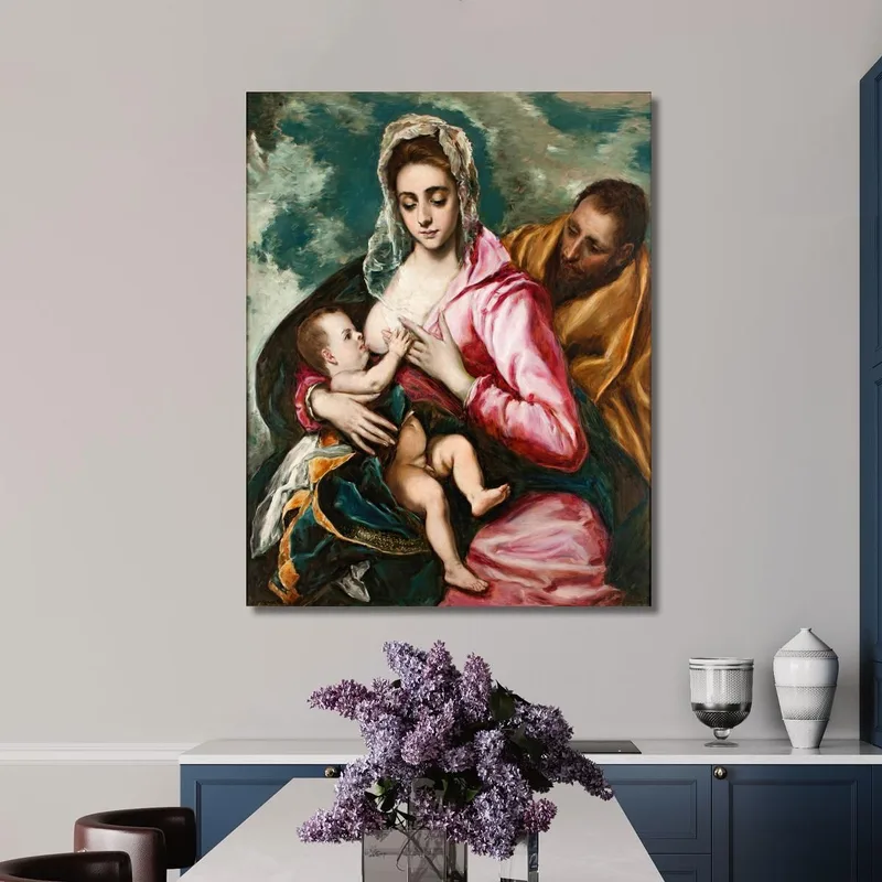 Sacra Famiglia Raimundo de Madrazo y Garreta quadro stampa su tela